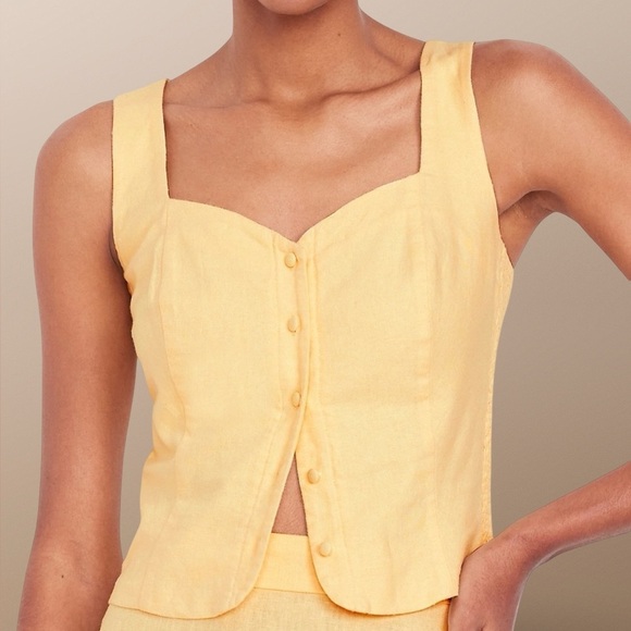 NWTS💓GAP OLD NAVY XL💓SWEET BUTTER LINEN FITTED TOP MATCHING LINEN A LINE SKIRT - Picture 5 of 15